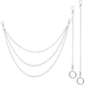 3PCS Jeans Chains, Belt Chain, Pants Chain, Metal Wallet Chain Belt for Men and Women, Lobster Clasp Fastenings at Both Ends for Key Wallet Pants