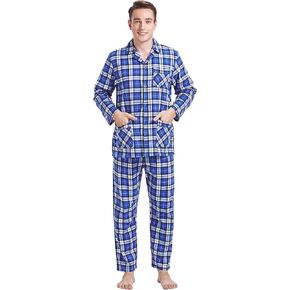 طقم بيجامات فلانيل للرجال من Amaxer بيجامات عصرية منزلية للرجال بجيوب ورباط 100% قطن ناعم Pjs للرجال in Kuwait