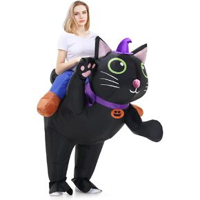Inflatable Costume Cat for Adult Ride On Cat Blow Up Costumes,Funny Halloween Animal Costume for Women Men Cosplay Party