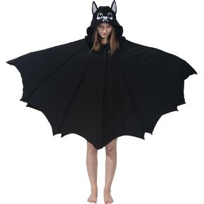 Cozy Bat Costume - Halloween Party Cosplay Hooded Blanket Cape with Bat Wings for Women and Men
