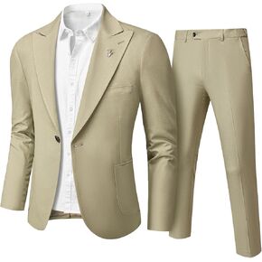 بدلة كتان رجالي من MrSure مكونة من قطعتين، طقم بدلة بليزر بقصة ضيقة لمناسبات الزفاف والشاطئ غير الرسمية ورفقاء العريس من الكتان in Kuwait