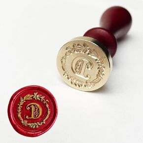 Letter G Wax Seal Stamp, Brass Head Wooden Handle, 26 Letter A-Z Alphabet Initial Assorted Color Sealing Seal Wax Stamp (Letter G)