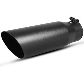 YITAMOTOR Universal 2.75 to 3.5 Inch Exhaust Tip, 12" Overall Length Stainless Steel Professional Exhaust Tip, Black Powder Coated Diesel Tail Tip for 2.75" O.D. Tailpipe, Slant Angle Cut, Bolt On