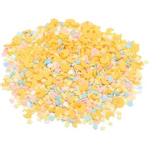 PATIKIL 100g Fake Sprinkles, Faux Sprinkles Clay Sprinkles Star and Moon Mix for Nail Art DIY Crafts Cake Phone Case Resin Nail Art Slices Polymer Slices, Yellow, blue, pink, white