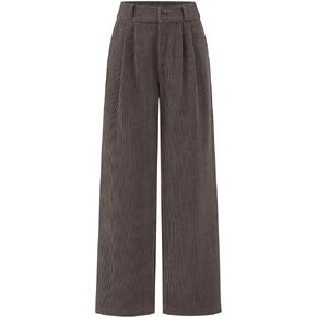 KIRUNDO Corduroy Pants Women High Waisted Wide Leg Pants Business Casual Fall Winter Straight Loose Trousers with Pockets