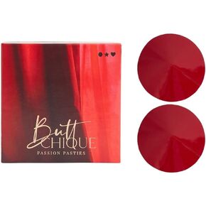 BUTTCHIQUE Leather Circle Nipple Passion Pasties (Red, Pack of 1 Pair)