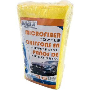 MAX Premium Microfiber Cleaning Cloth Auto Detail Towels, 36 Count, 16"x16" 350GSM (Yellow)