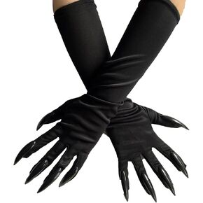 Halloween Witch Claw Gloves Wolf Cat Long Nail Ghost Women Carnival Party Black Accessory Prop 1 Pair