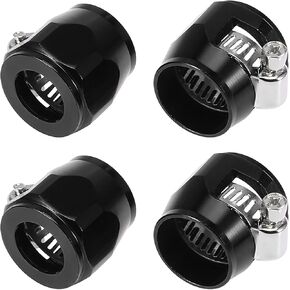 X AUTOHAUX 4pcs AN10 Hex Red Car Hose Finisher Flexible Rubber Pipe Clamp with Screw Band Adapter Fitting for Oil Fuel Water Tube
