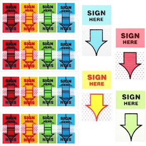 400PCS Sign Here Stickers Tabs Multi Color Fluorescent Signature Decals Arrow Labels Sign Here Sticky Adhesive Sign Post Here Flags Notary Supplies for Documents Notebooks Home Office School(4Colors)