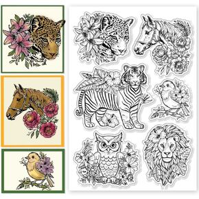 CHGCRAFT Silicone Clear Stamps Floral Animals Custom Stamp for DIY Scrapbooking Photo Album Decorative Cards Making Stamps for Holiday Card Making Album Crafts