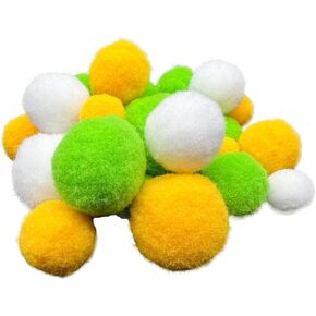 130Pcs Colorful Pompoms,Assorted Sizes and Colors Pompoms for DIY Creative Crafts Decorations(Light Pink/White/ Yellow)