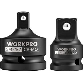 WORKPRO 3/4" F to 1/2" M Impact Socket Adapter, Cr-Mo Steel, Socket Adapter Set for Impact Driver Conversions, Square Drive Reducer for Impact Driver Wrench