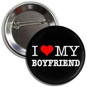 I Heart Love My Boyfriend 2.25" Button Badge Pin