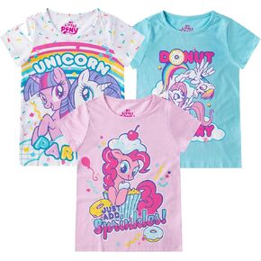 My Little Pony Girls 3 Pack Short Sleeve T-Shirt for Big Kids
