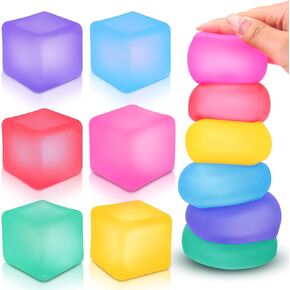 Stress Cube 6 Pack - Squishy Fidget Toys for Relaxation, High Density Gel Filled, Fidgets for Classroom, Sensory Calming Toys for Kids Adults Children Teens