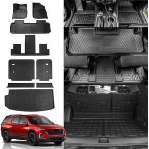 Rongtaod Floor Mats Compatible with 2018-2023 Chevrolet Traverse (Fit 2024 Traverse Limited) 7 Seats Cargo Liner Back Seat Cover 2023 Chevy Traverse Accessories (Trunk Mat+Backrest Mats+Floor Mats)