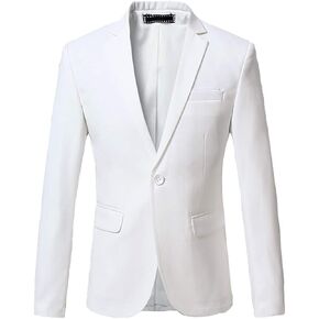 OUYE Men's Solid 1 Button Back Vent Blazer