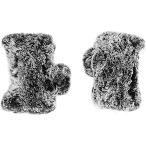 surell Sheared Rabbit Textile Knit Fingerless Glove - Winter Texting Mittens - Luxury Cold Weather Clothing