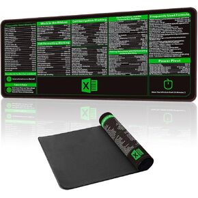 Excel Cheat Sheet Desk Pad,Excel Shortcuts Mousepad,35.4"x15.7"Extra-Large Waterproof Stitched Edges and Non-Slip Office Desk Mat Keyboard Pad,