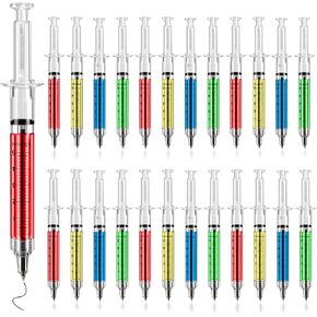 Multi-Color Syringe Pen Writes In Black Ink,Nurse pens, Imaginary Doctor Play, Office Supplies (red,green,yellow,blue, 24 Pieces)