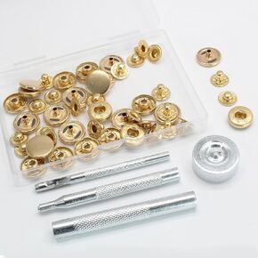 Coufce 12 Sets 15mm Snap Button, Silver Metal Snap Fasteners Kit PU Leather Snap Fasteners Set, Boat Canvas Snaps Fasteners Kit for Sewing Clothing, Belts, DIY Crafts (with Setter Tools)