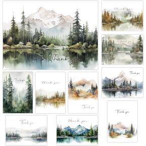 Thank You Cards Set of 20,4x6 Inches Watercolor Nature Forest Thank You Cards with Envelopes, Perfect Thank You Cards Bulk For All Occasions,incl. Baby Shower, Wedding, Birthday Party, Greeting