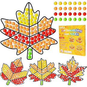 chiazllta Fall Craft Diamond Gem Gemmers Thanksgiving Art Crafts Suncatcher Kits for Kids, DIY Thanksgiving Fall Arts and Crafts Diamond Painting Kits for Girls Boys