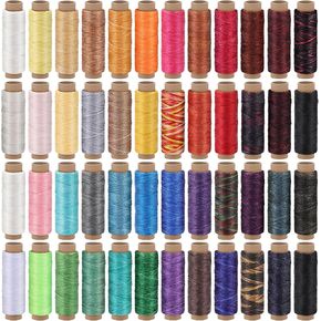 Jupean 48 Colors Waxed Thread, Leather Thread for Hand Sewing, Book Binding Thread, Waxed Leather Thread Leather Stitching Thread for Hand Sewing Leather Craft DIY Bookbinding