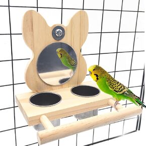 Hamiledyi 7 Inch Bird Mirror with Rope Perch,Parakeet Cage Mirror Parrot Swing Toys for Greys Cockatoo Cockatiel Conure Lovebirds Canaries