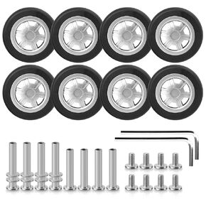 Zoofen 8 Pcs Luggage Wheels Replacement 53mm Suitcase Wheels Double Spinner Replacement Wheels for Luggage(ZPF05)
