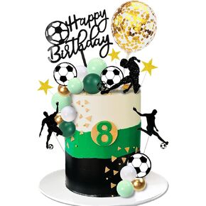 32 قطعة من زينة كعكة كرة القدم، زينة كعكة لاعب كرة القدم لكرة القدم وكرة القدم ومستلزمات حفلات أعياد الميلاد الرياضية (كرة القدم)