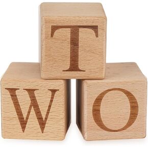 TWO Sign Wooden Blocks - 2nd Birthday Decorations, Cake Smash Props, and Nursery Decor for 2-Year-Old Boys and Girls