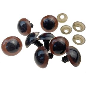 100PCS Brown Plastic Safety Screw Eyes Craft Eyes with Washer for DIY Teady Bear Puppet Doll Making Accessories Supply (Diameter 12mm)