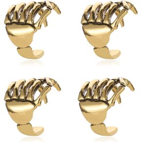Dreuyet 4 Pairs Skeleton Hand Ear Cuffs for Women Personalized Punk Skull Ear Cuffs Clip Earrings Gothic Finger Hand Cuff Earrings Halloween Costume Party Exaggeration Accessories