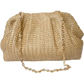 Straw Clutch Purse for Women Evening Handbag Woven Beach Clutch Crossbody Bag