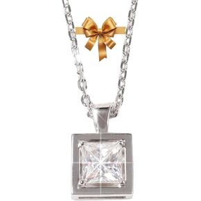 Denden Timeless Elegance Dainty Silver Necklace for Women, Moissanite Pendant Princess Cut Gifts for Wife, Unique Design, 1 Carat