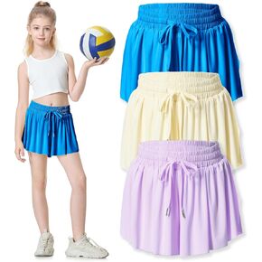 Two Inches Extended Butterfly Shorts Girls Flowy Shorts, 2-in-1 Youth Girls Athletic for Fitness, Running, Sports