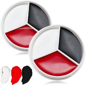 Clown Black White Red Face Paint,Professional Waterproof Body Paint Halloween Makeup Kit Face Paint Clown Cosplay Costume Joker SFX Zombie Face Painting White Makeup