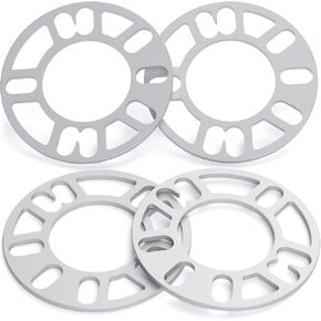 dynofit Universal 5mm Wheel Spacers for 98-120 Multiple Bolts Pattern, Pack of 4 Thin Aluminum Shims Hubcentric Spacer for 4 Lug and 5 Lug Wheels/Rims Fit for Dodge Ford Je/ep Nissan Honda