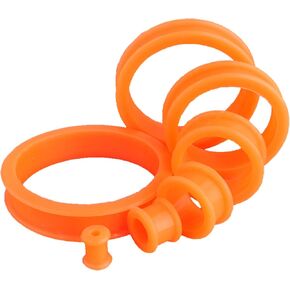 1 PAIR (2pcs) ORANGE SILICONE FLAT FLARE TUNNELS Double Flare Gauges Thin Soft Flexible Flesh Plugs 1021