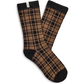 UGG, Womens, Josephine Fleece Lined Sock, Chestnut/Black Buffalo Check, One Size