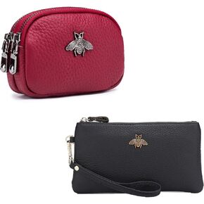 (Bundle of 2 Sets) imeetu Women's Wristlet Clutch and Leather Coin Purse