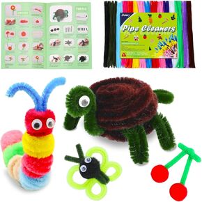 Zlulary 200 Pcs Pipe Cleaners Craft, Pipe Cleaners Chenille Stem, Pipe Cleaners for Crafts, Pipe Cleaners Craft Supplies with Instructions, Pom Poms, Pipe Cleaner Art Kits in Kuwait