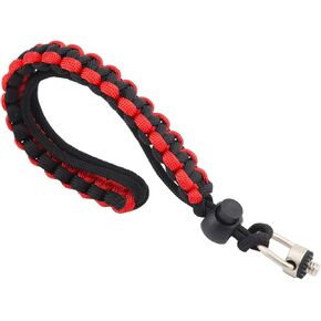 Rigdance Paracord Handmade Camera Wrist Strap, Adjustable DSLR Cameras Hand Strap Lanyard with 1/4 Screw for Insta 360 X3, Selfie Sticks, Cameras(Red and Black)