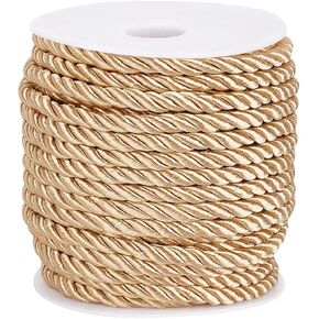 PH PandaHall 21 Yards 8mm Window Crafts Rope Gold Handmade Cording Trim Decorative Cord Graduation Honor Cords Handfasting Braided Cord for Wedding Lampshade Clothing