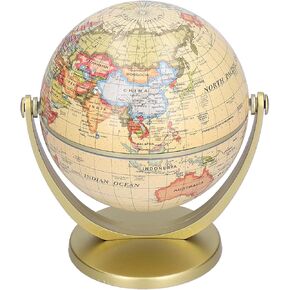 Mini Vintage World Globe for Adults & Kids with Wooden Stand , Vintage World Globe , Desktop Globe for Home Décor and Office Desktop , Educational Gift Globe for kids for Homes , Schools , Educational Places