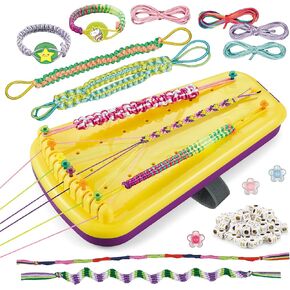 Chilpals Friendship Bracelet Making Kit for Girls,Arts and Crafts for Kids Ages 8-12,Birthday Gifts Ideas for Girl 7 8 9 10 11 Year Old - 2 in 1 Bracelets String Maker Toys Set (Yellow)
