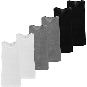 Breathable Crewneck Sleeveless Tank Tops Men - 6 Pack - 100% Cotton Mens Tank Top, Comfortable and Stylish