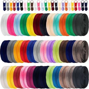 36 Yards 36 Pieces Zipper by The Yard #5 Nylon Coil Zippers for Sewing with 180 Sliders for DIY Tailor Sewing Crafts Supplies, 36 Colors